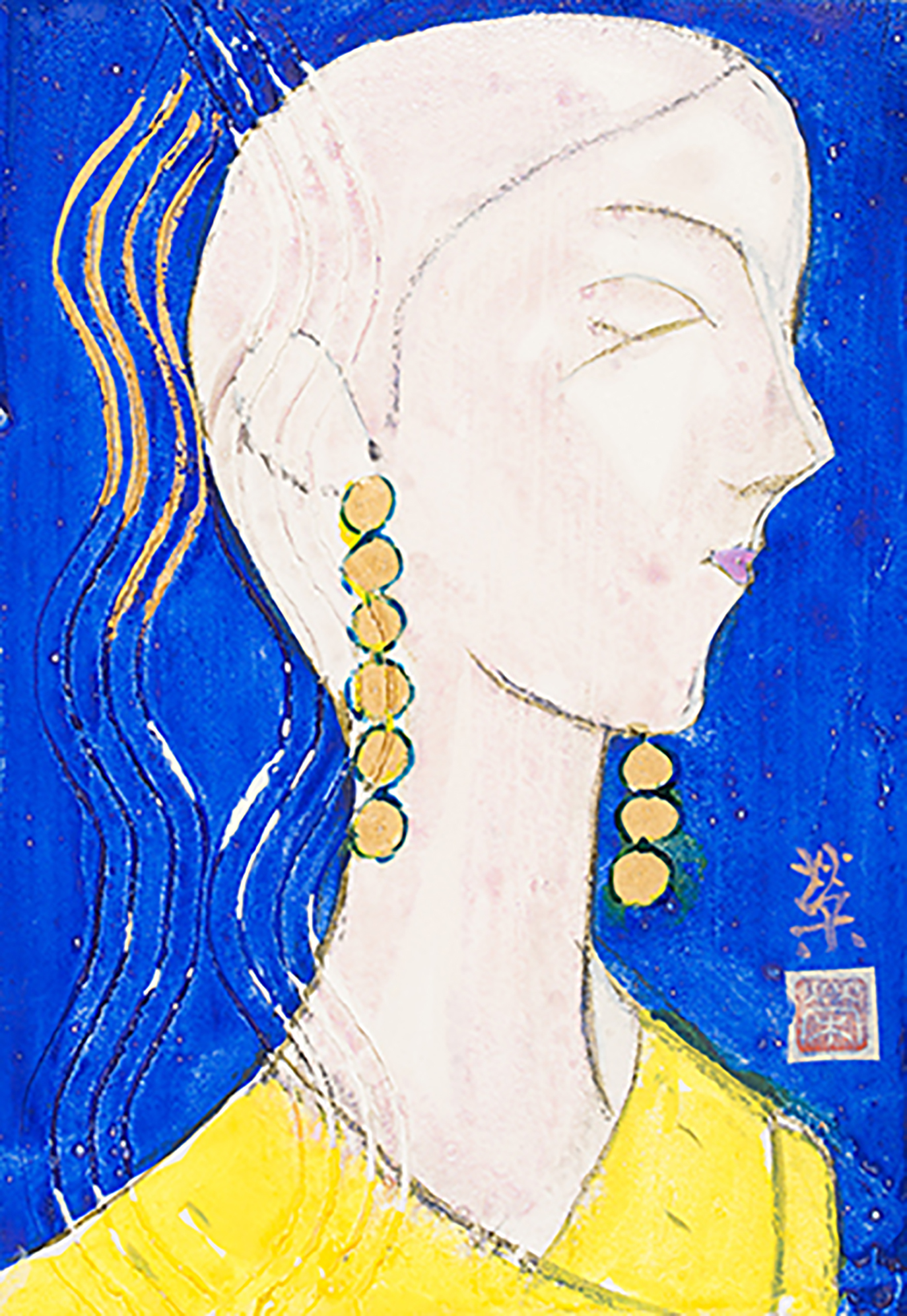 manequin#03 バック青、丸耳飾り、縦波あり